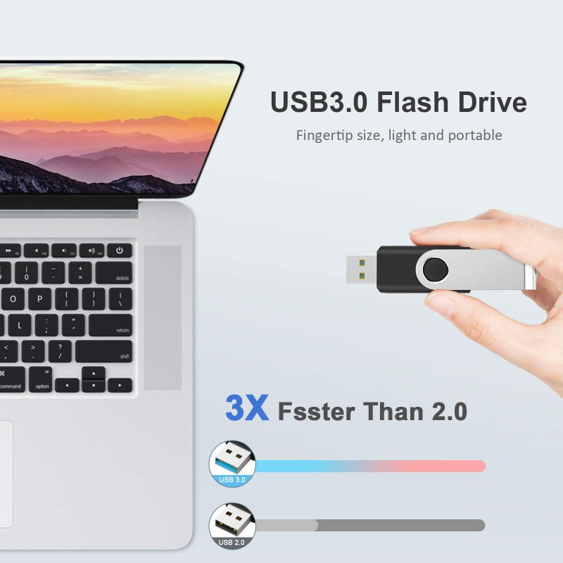 KOOTION 5 Pack 32GB USB 3.0 Flash Drives Swivel USB Stick Thumb Drives with High-Speed Transfer(Colors: Black, Blue, Green, Purple, Red) - Image 2